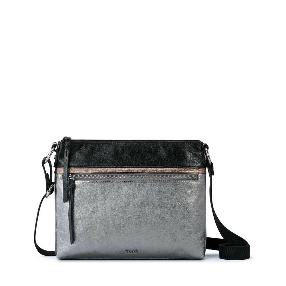 The Sak Reseda Leather Crossbody Metallic Multi Silver $149